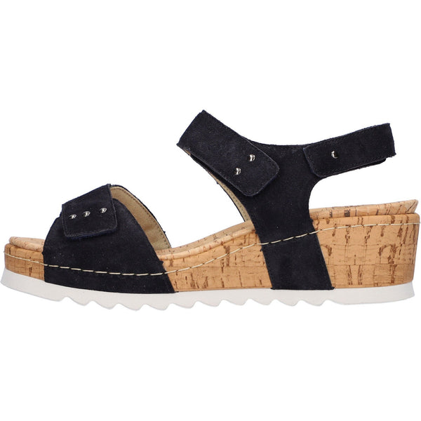 Waldlaufer 773006 195 194 H-Marla Ladies Navy Blue Suede Arch Support Touch Fastening Sandals-elevate your sole