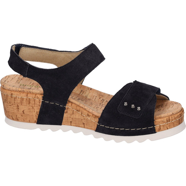 Waldlaufer 773006 195 194 H-Marla Ladies Navy Blue Suede Arch Support Touch Fastening Sandals-elevate your sole