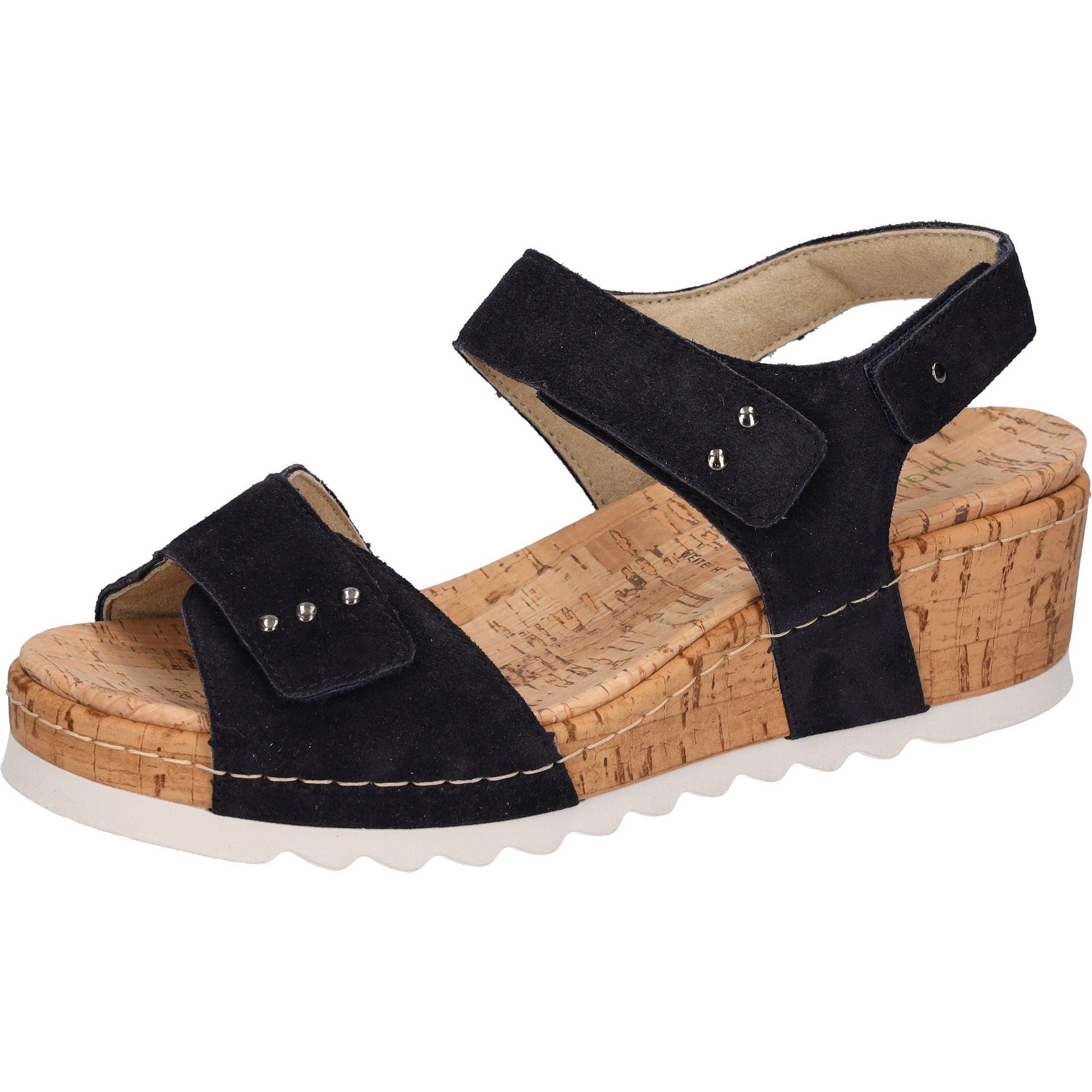Waldlaufer 773006 195 194 H-Marla Ladies Navy Blue Suede Arch Support Touch Fastening Sandals-elevate your sole