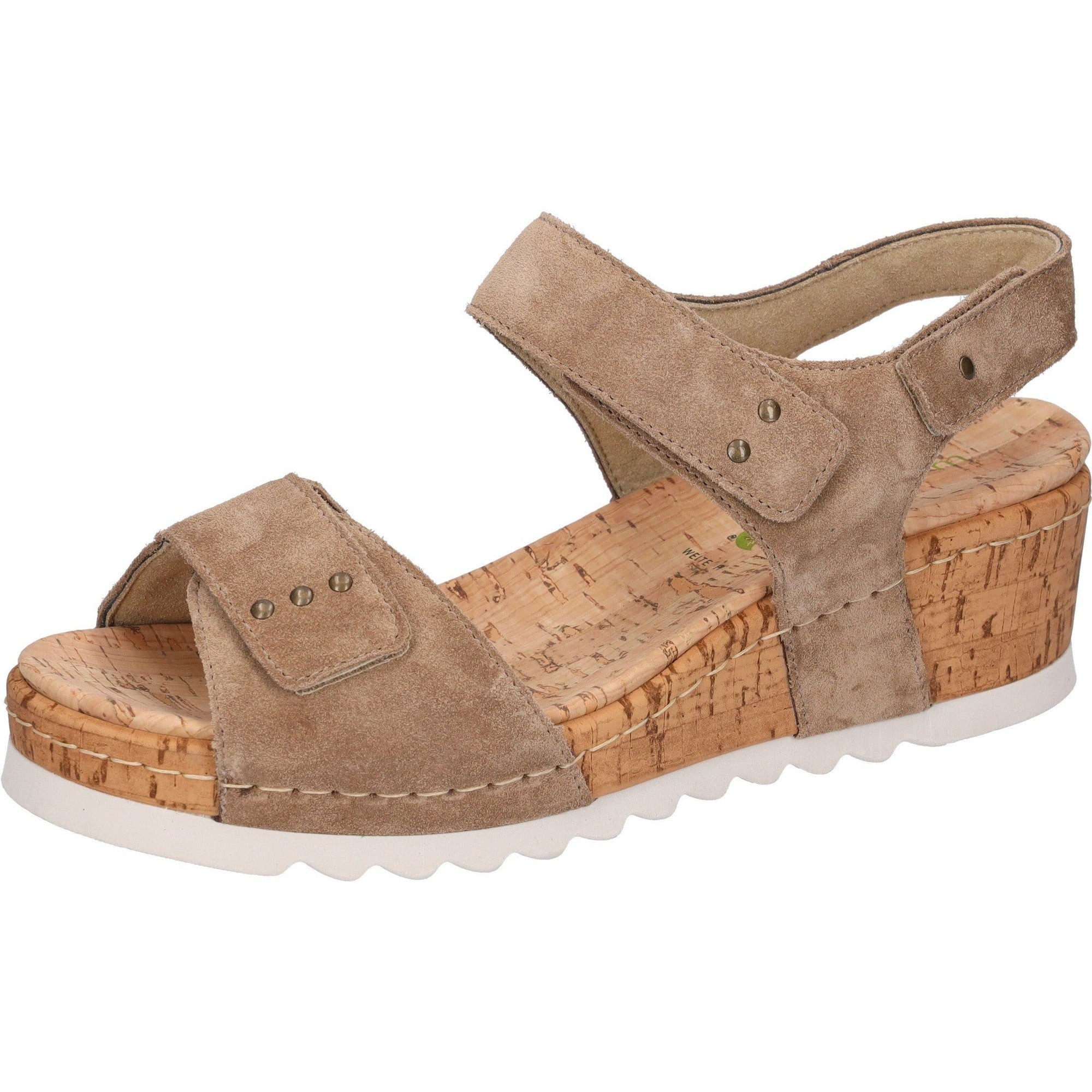 Waldlaufer 773006 195 230 H-Marla Ladies Taupe Suede Arch Support Touch Fastening Sandals-elevate your sole