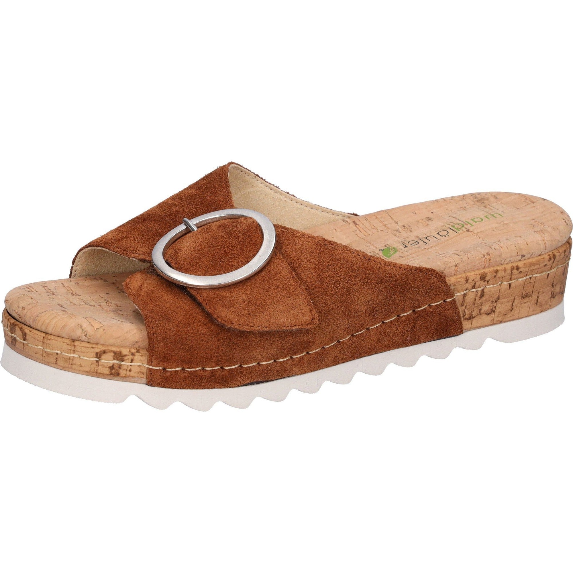 Waldlaufer 790502 195 082 H-Amelie Ladies Cognac Suede Arch Support Slip On Sandals-elevate your sole