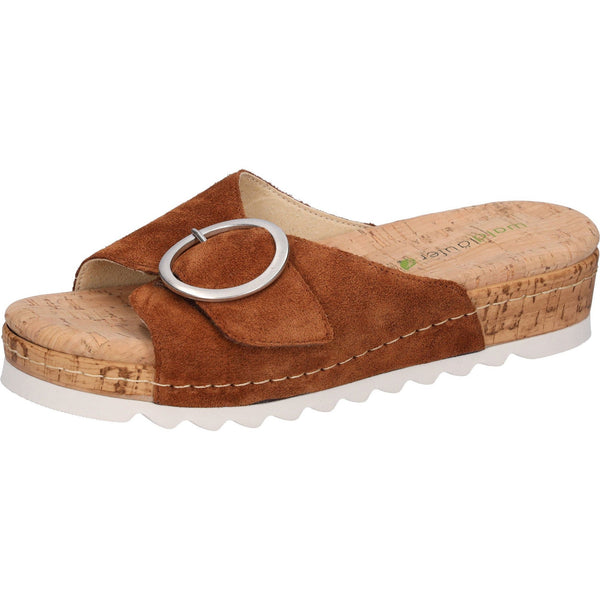 Waldlaufer 790502 195 082 H-Amelie Ladies Cognac Suede Arch Support Slip On Sandals-elevate your sole