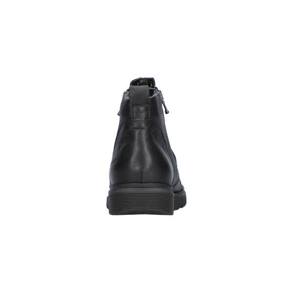Waldlaufer 794801 139 001 H-Gesa black leather women's ankle boots with twin zips and arch support, low heel, front view.