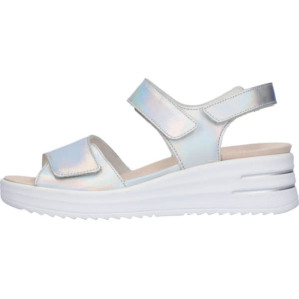 Waldlaufer 795003 166 211 H-Dina Ladies Silver Leather Arch Support Touch Fastening Sandals-elevate your sole