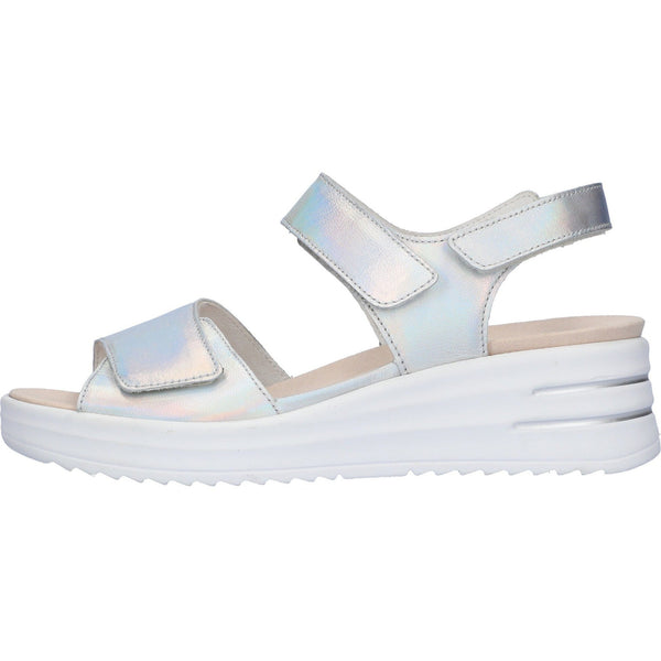 Waldlaufer 795003 166 211 H-Dina Ladies Silver Leather Arch Support Touch Fastening Sandals-elevate your sole