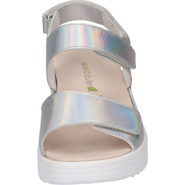Waldlaufer 795003 166 211 H-Dina Ladies Silver Leather Arch Support Touch Fastening Sandals-elevate your sole