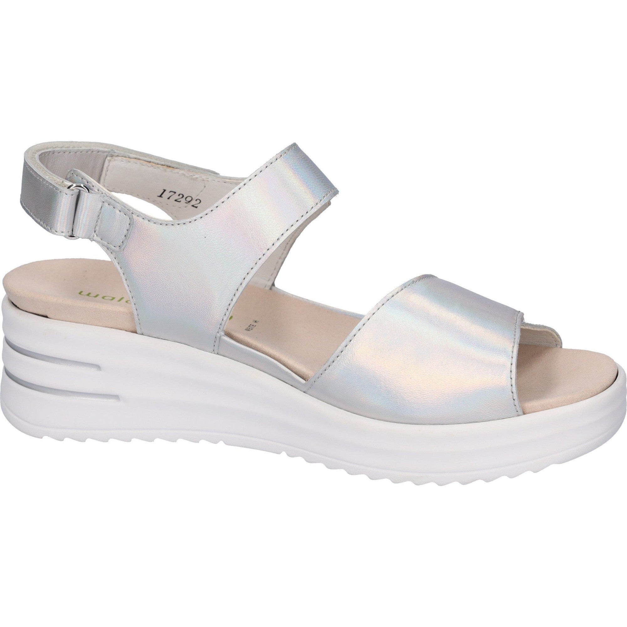 Waldlaufer 795003 166 211 H-Dina Ladies Silver Leather Arch Support Touch Fastening Sandals-elevate your sole