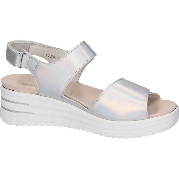 Waldlaufer 795003 166 211 H-Dina Ladies Silver Leather Arch Support Touch Fastening Sandals-elevate your sole