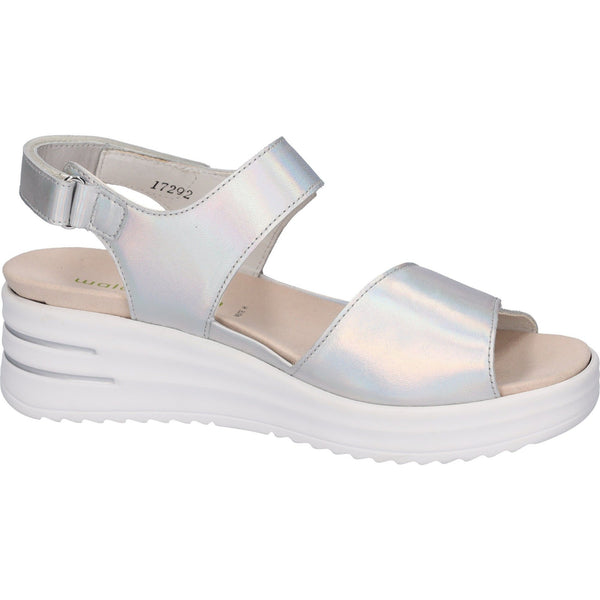Waldlaufer 795003 166 211 H-Dina Ladies Silver Leather Arch Support Touch Fastening Sandals-elevate your sole