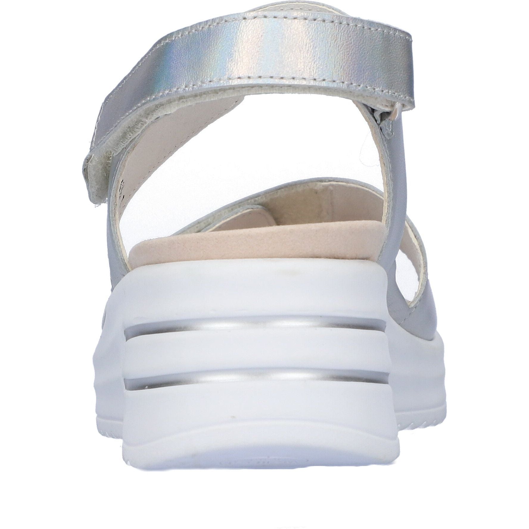 Waldlaufer 795003 166 211 H-Dina Ladies Silver Leather Arch Support Touch Fastening Sandals-elevate your sole