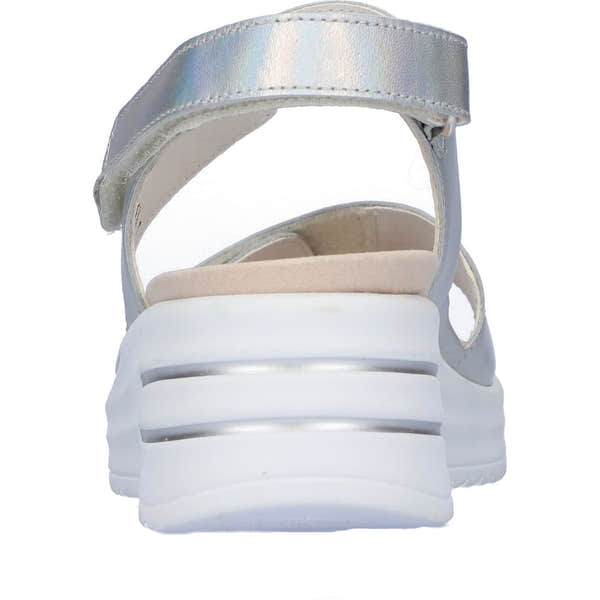 Waldlaufer 795003 166 211 H-Dina Ladies Silver Leather Arch Support Touch Fastening Sandals-elevate your sole