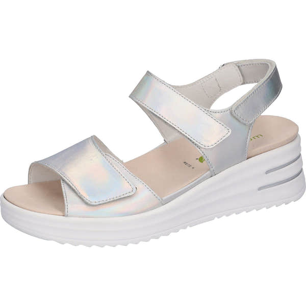 Waldlaufer 795003 166 211 H-Dina Ladies Silver Leather Arch Support Touch Fastening Sandals-elevate your sole
