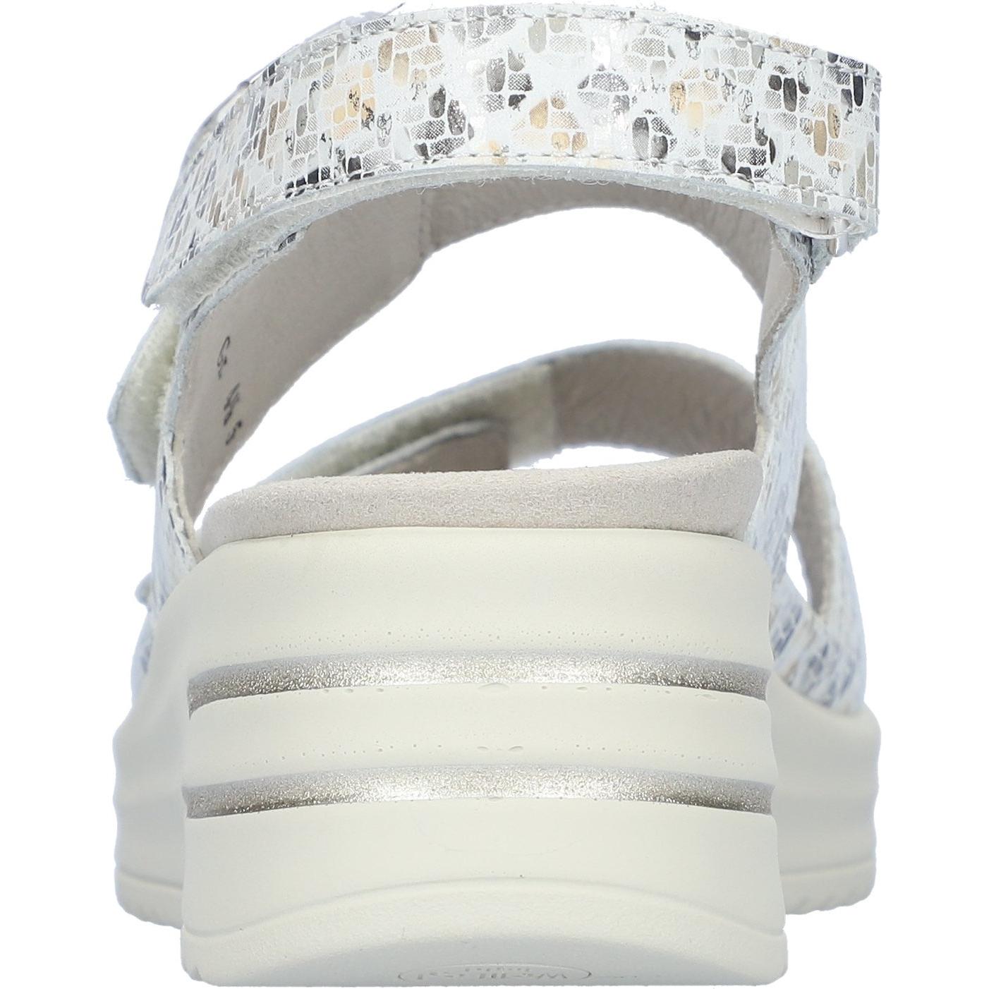 Waldlaufer women's white leather arch support sandals with wide fit, touch fastening straps, and cushioned sole.
