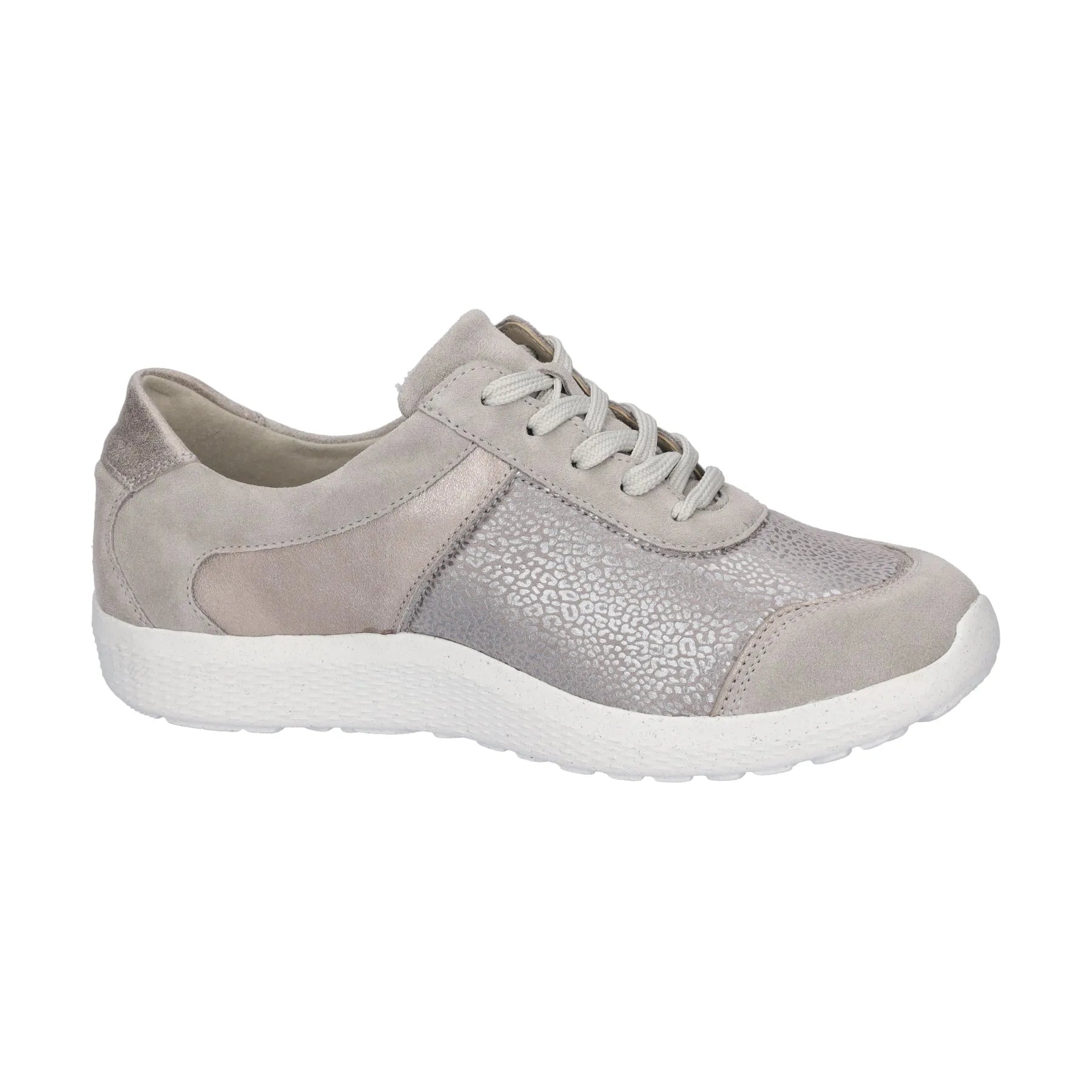 Waldlaufer 815M01 407 201 M-Ira women's wide fit grey suede sneakers with lace-up closure and casual sporty design.
