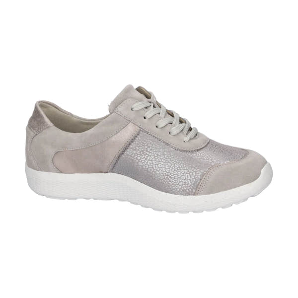 Waldlaufer 815M01 407 201 M-Ira women's wide fit grey suede sneakers with lace-up closure and casual sporty design.