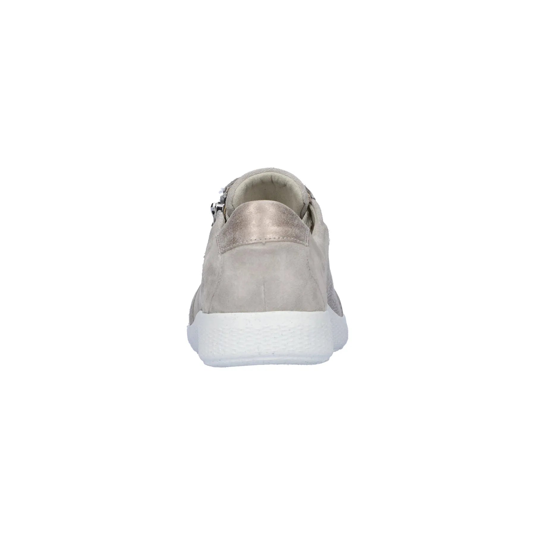 Waldlaufer 815M01 407 201 M-Ira women's wide grey suede trainers with zip and lace closure, cushioned collar, and white rubber sole.
