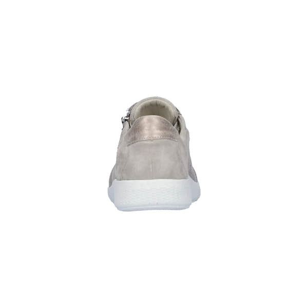 Waldlaufer 815M01 407 201 M-Ira women's wide grey suede trainers with zip and lace closure, cushioned collar, and white rubber sole.