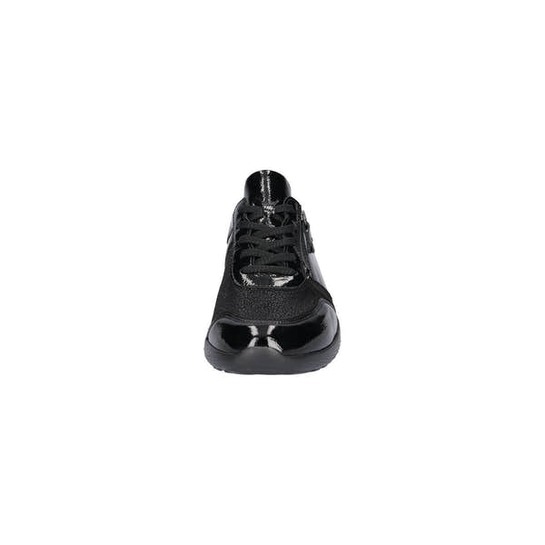 Waldlaufer 815M01 411 001 M-Ira women's Wide Black Leather Stretch Arch Support Zip & Lace Trainers, outer side view.
