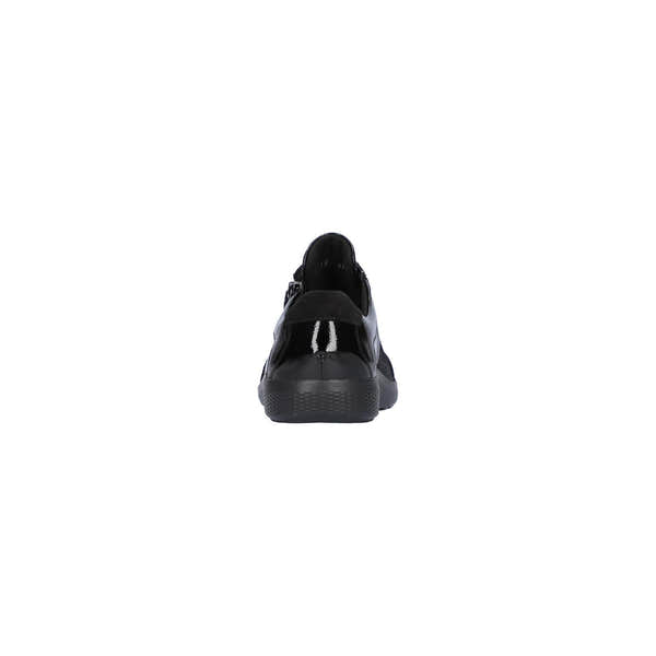 Waldlaufer 815M01 411 001 M-Ira women's Wide Black Leather Stretch Arch Support Zip & Lace Trainers, top and fastening.