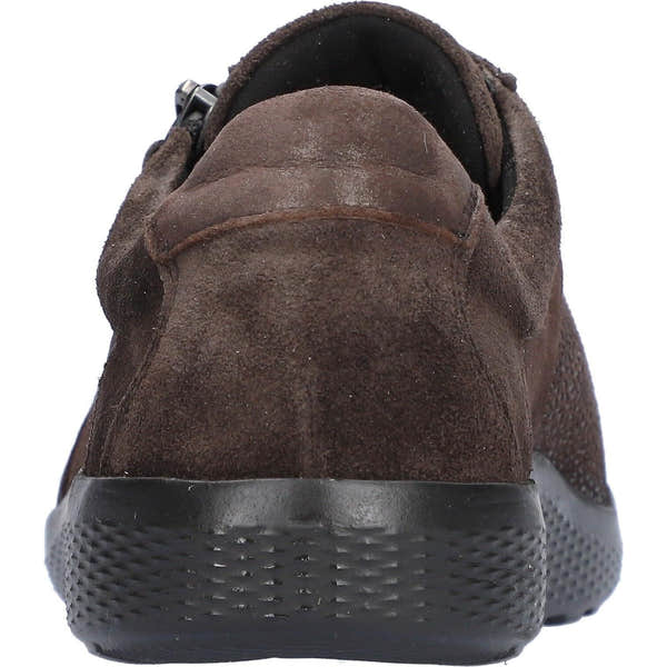 Waldlaufer 815M01 417 166 M-Ira women's Wide Brown Leather Stretch Arch Support Zip & Lace Trainers, top and fastening.