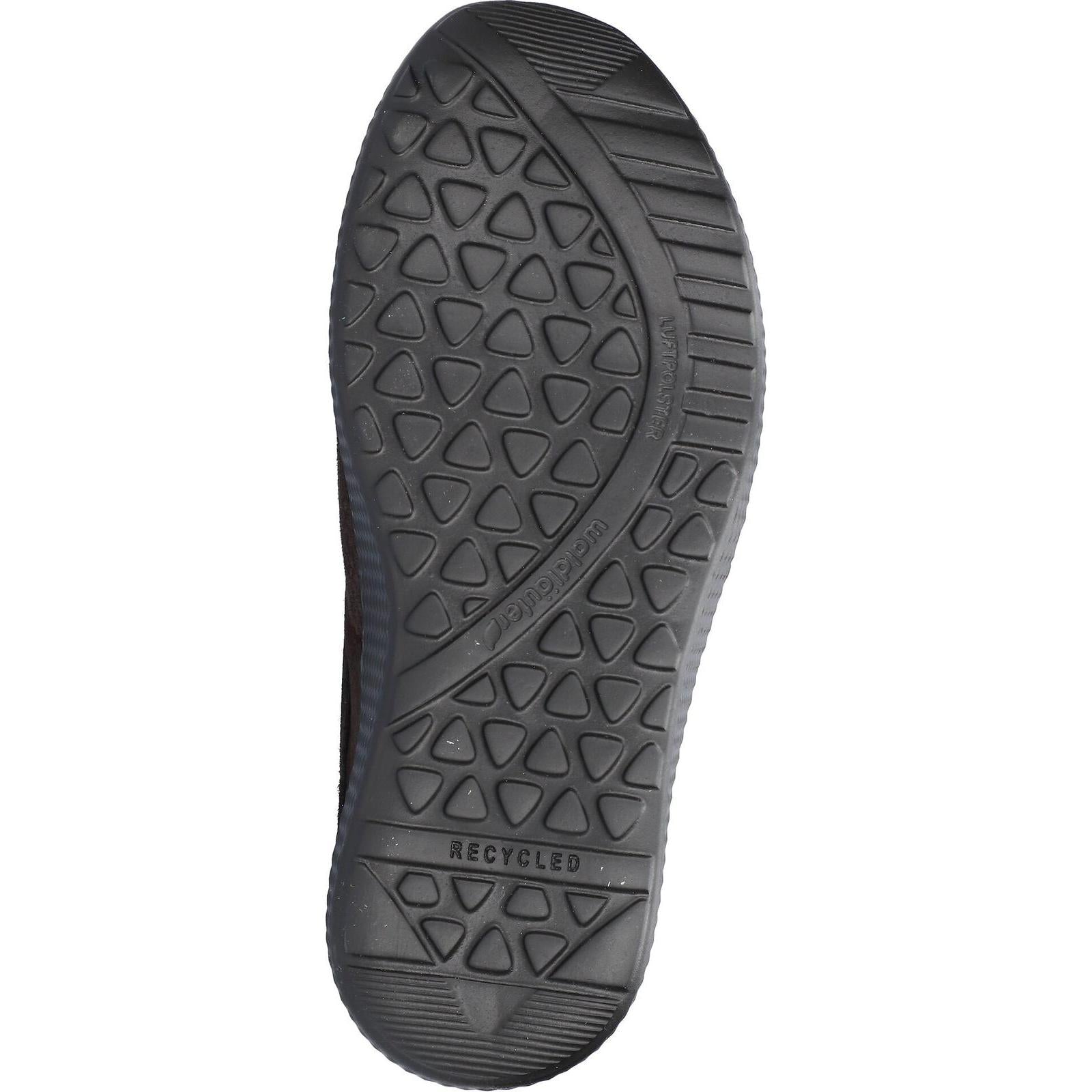 Waldlaufer 815M01 417 166 M-Ira women's Wide Brown Leather Stretch Arch Support Zip & Lace Trainers, sole and construction.