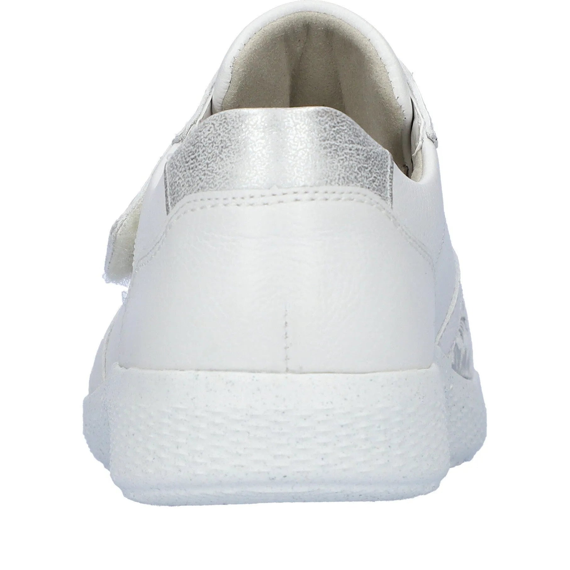 Waldlaufer 815M32 303 663 M-Ira Soft women's wide fit white and silver leather trainers with arch support and touch fastening.