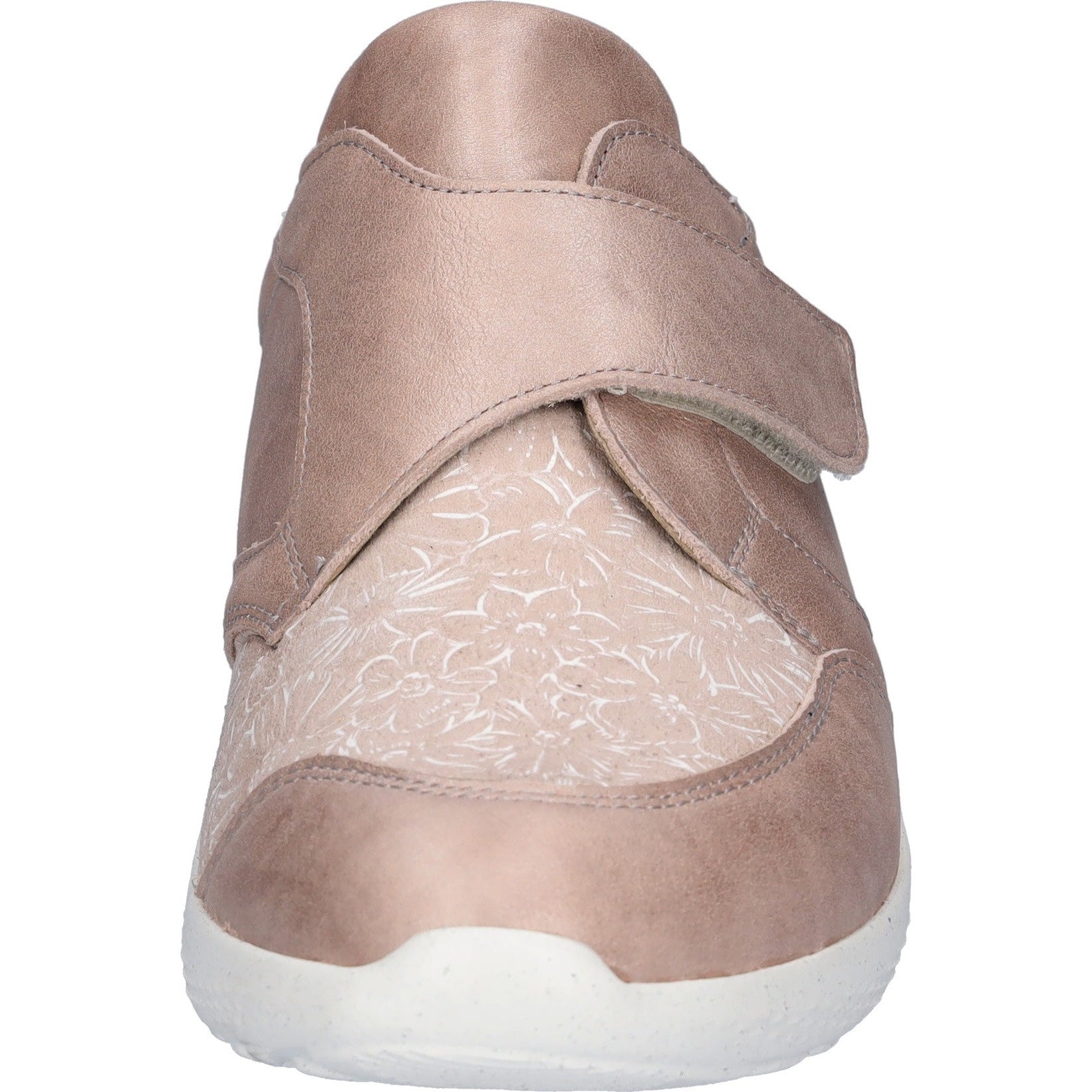 Waldlaufer M-Ira Soft women's wide apricot leather trainers with arch support and touch fastening.
