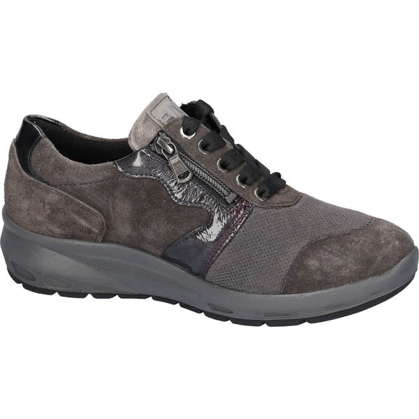 Waldlaufer 831M01 400 052 - M-Tonia Ladies Wide Carbon Suede Arch Support Zip & Lace Shoes-elevate your sole