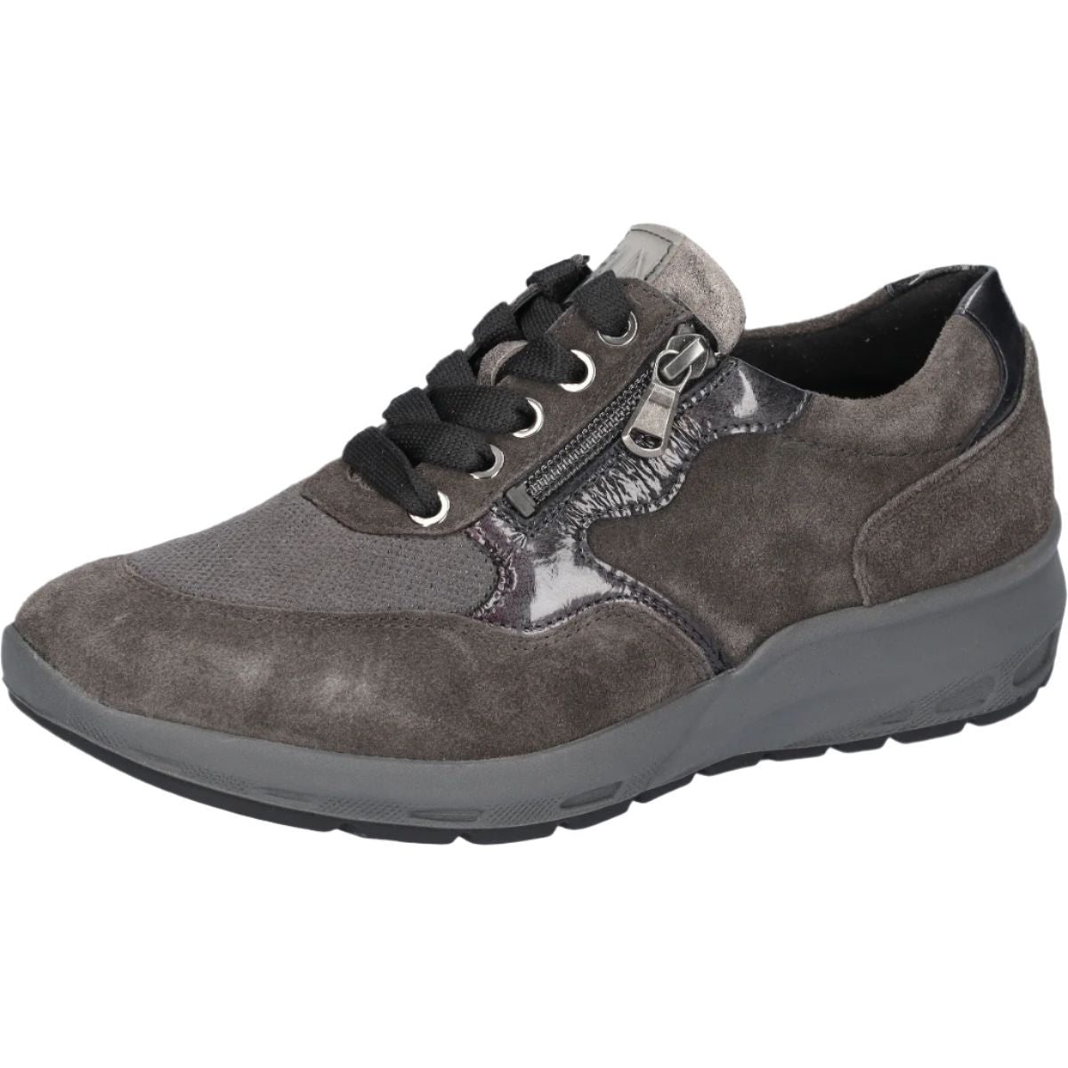 Waldlaufer 831M01 400 052 - M-Tonia Ladies Wide Carbon Suede Arch Support Zip & Lace Shoes-elevate your sole
