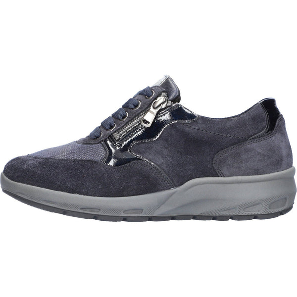 Waldlaufer 831M01 401 195 M-Tonia Ladies Wide Navy Suede Arch Support Zip & Lace Shoes-elevate your sole