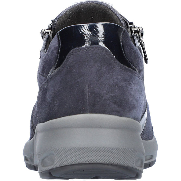 Waldlaufer 831M01 401 195 M-Tonia Ladies Wide Navy Suede Arch Support Zip & Lace Shoes-elevate your sole