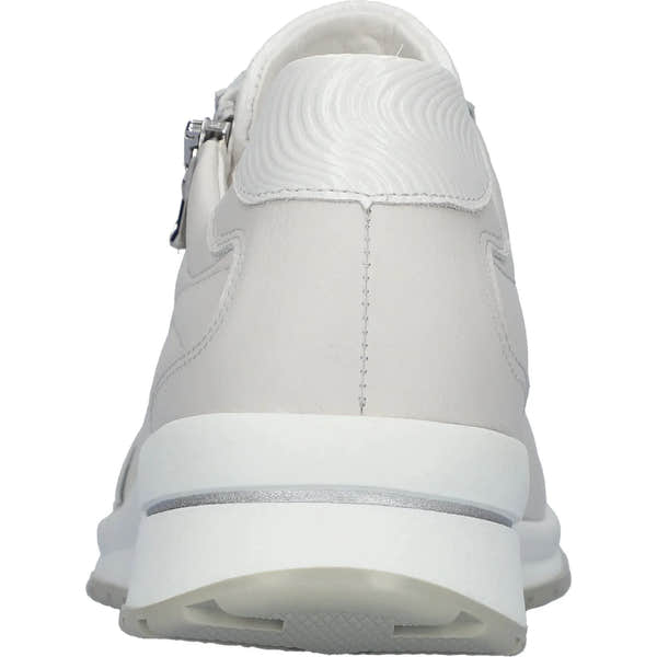 Waldlaufer H-Inessa women's wide off-white leather zip and lace orthopedic trainers with arch support.