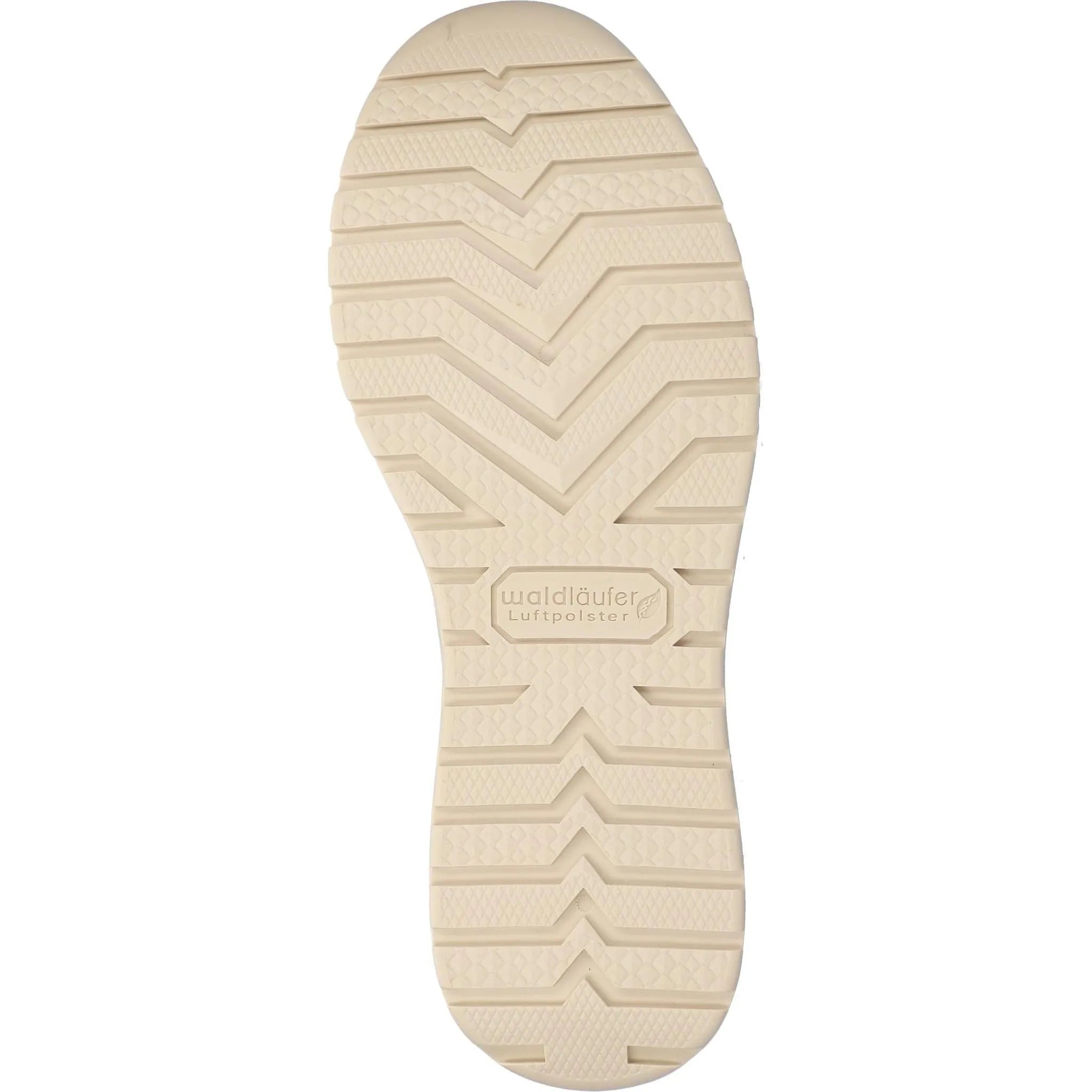 Waldlaufer 928002 201 095 H-Inessa beige leather women's wide arch support zip and lace trainers, lightweight with textured sole pattern.