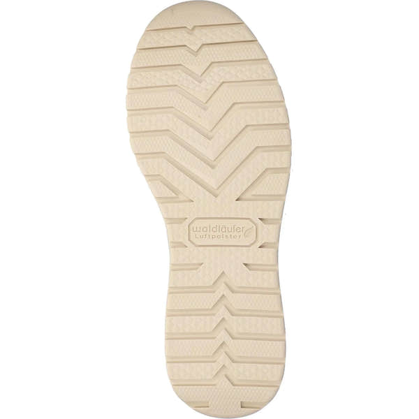 Waldlaufer 928002 201 095 H-Inessa beige leather women's wide arch support zip and lace trainers, lightweight with textured sole pattern.
