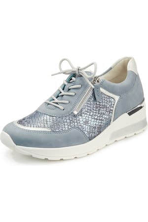 Waldlaufer 939008 500 267 H Clara Ladies Kobra Sky Silber/ Blue Snake Print Metallic Leather Lace Up Shoe - elevate your sole
