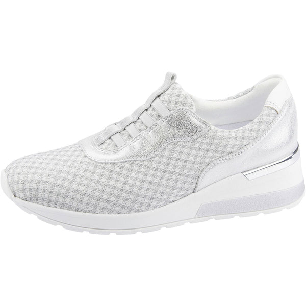 Waldlaufer 939H51 301 663 H-Clara Ladies White And Silver Leather & Textile Elasticated Trainers-elevate your sole