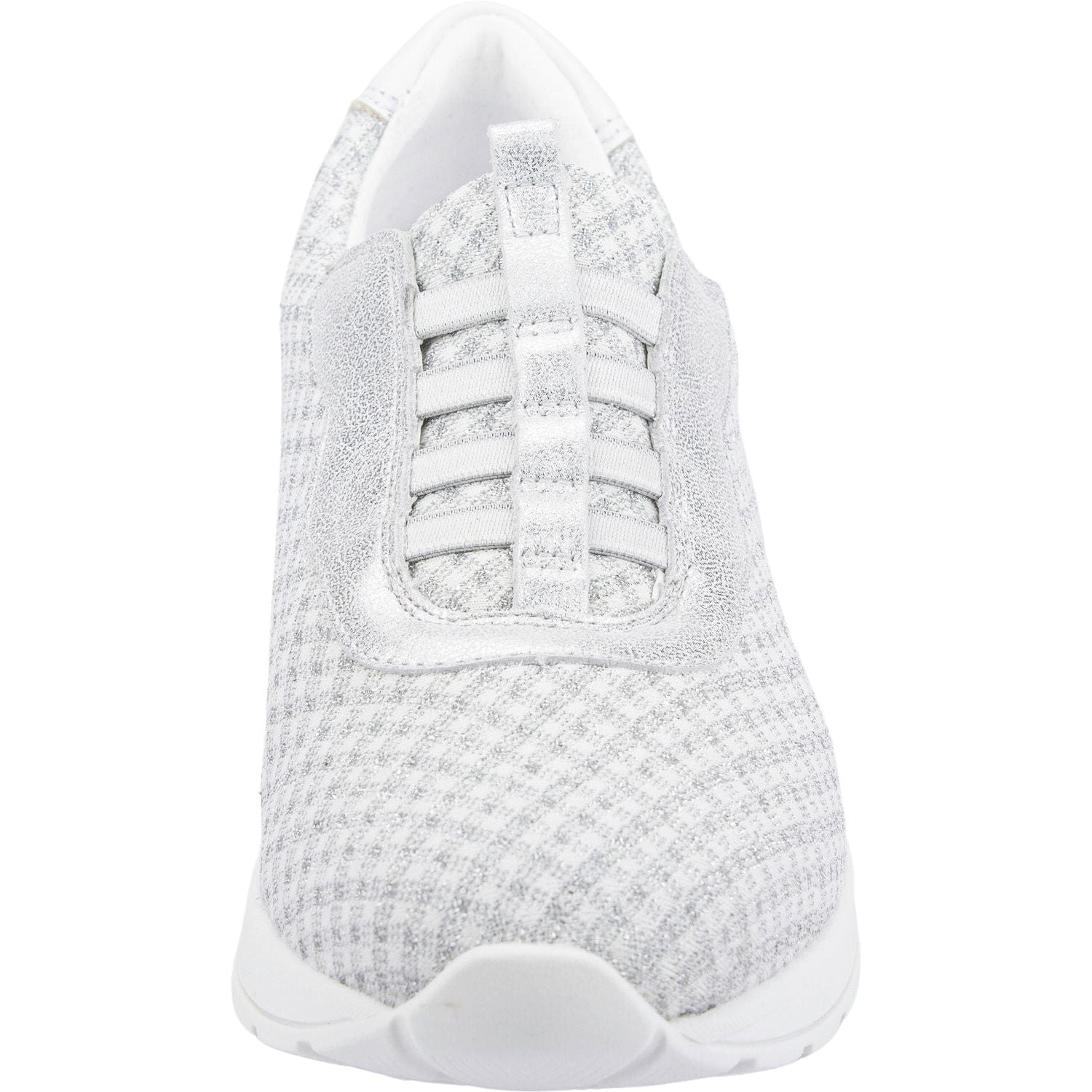 Waldlaufer 939H51 301 663 H-Clara Ladies White And Silver Leather & Textile Elasticated Trainers-elevate your sole