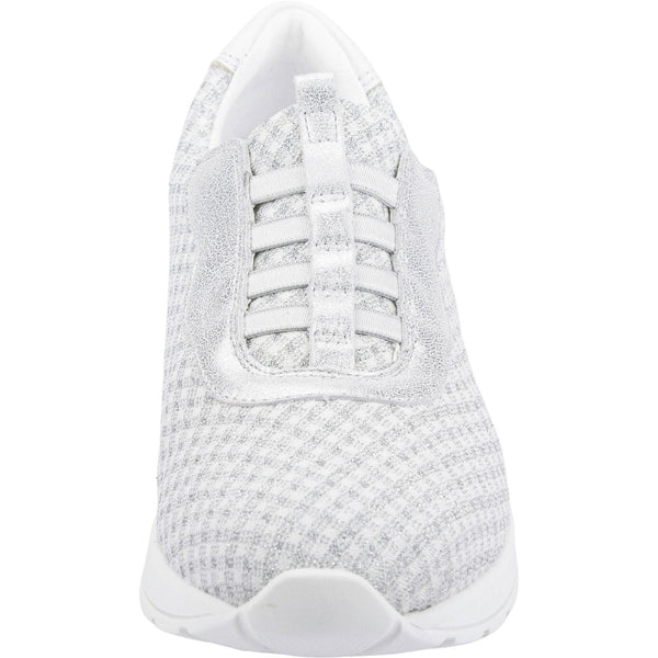 Waldlaufer 939H51 301 663 H-Clara Ladies White And Silver Leather & Textile Elasticated Trainers-elevate your sole
