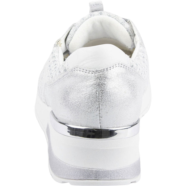 Waldlaufer 939H51 301 663 H-Clara Ladies White And Silver Leather & Textile Elasticated Trainers-elevate your sole