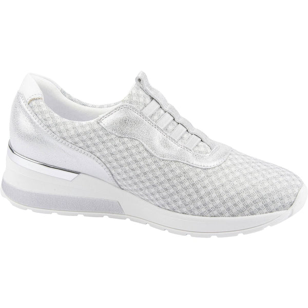 Waldlaufer 939H51 301 663 H-Clara Ladies White And Silver Leather & Textile Elasticated Trainers-elevate your sole