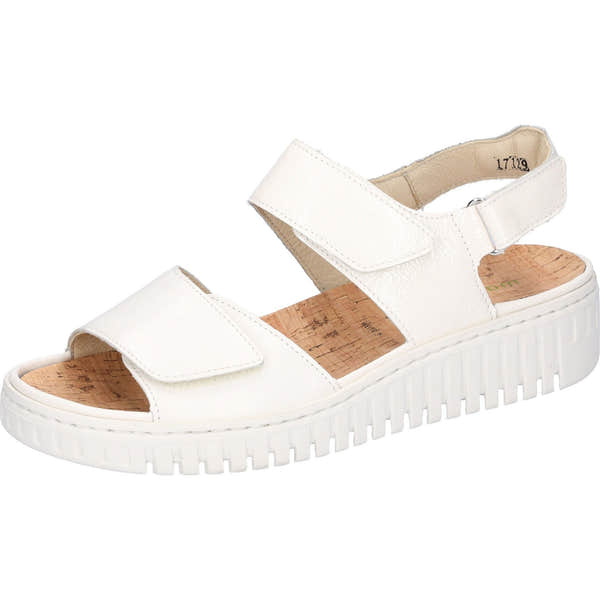 Waldlaufer 955001 201 148 H-Willow Ladies Off White Patent Leather Arch Support Touch Fastening Sandals-elevate your sole