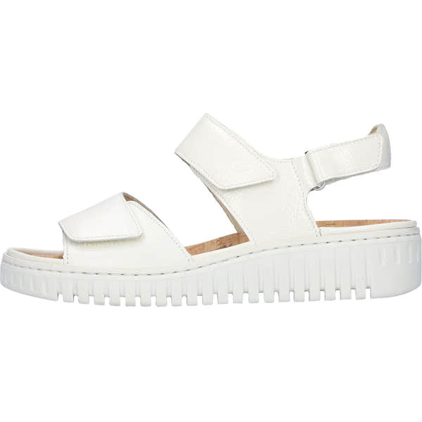 Waldlaufer 955001 201 148 H-Willow Ladies Off White Patent Leather Arch Support Touch Fastening Sandals-elevate your sole
