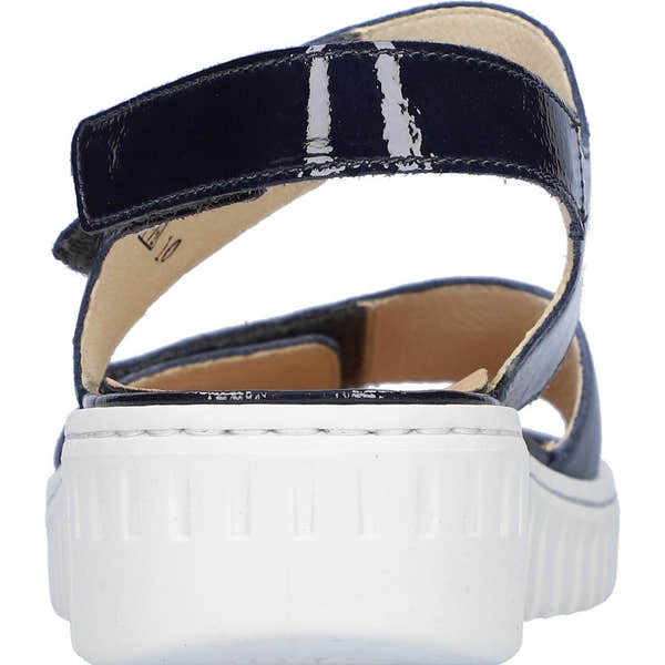 Waldlaufer 955001 203 206 H-Willow women's navy leather sandals with arch support and touch fastening strap.