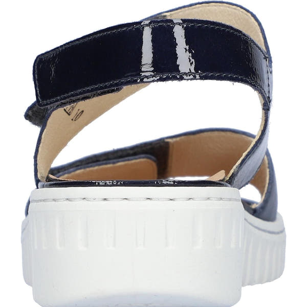 Waldlaufer 955001 203 206 H-Willow women's navy leather sandals with arch support and touch fastening strap.