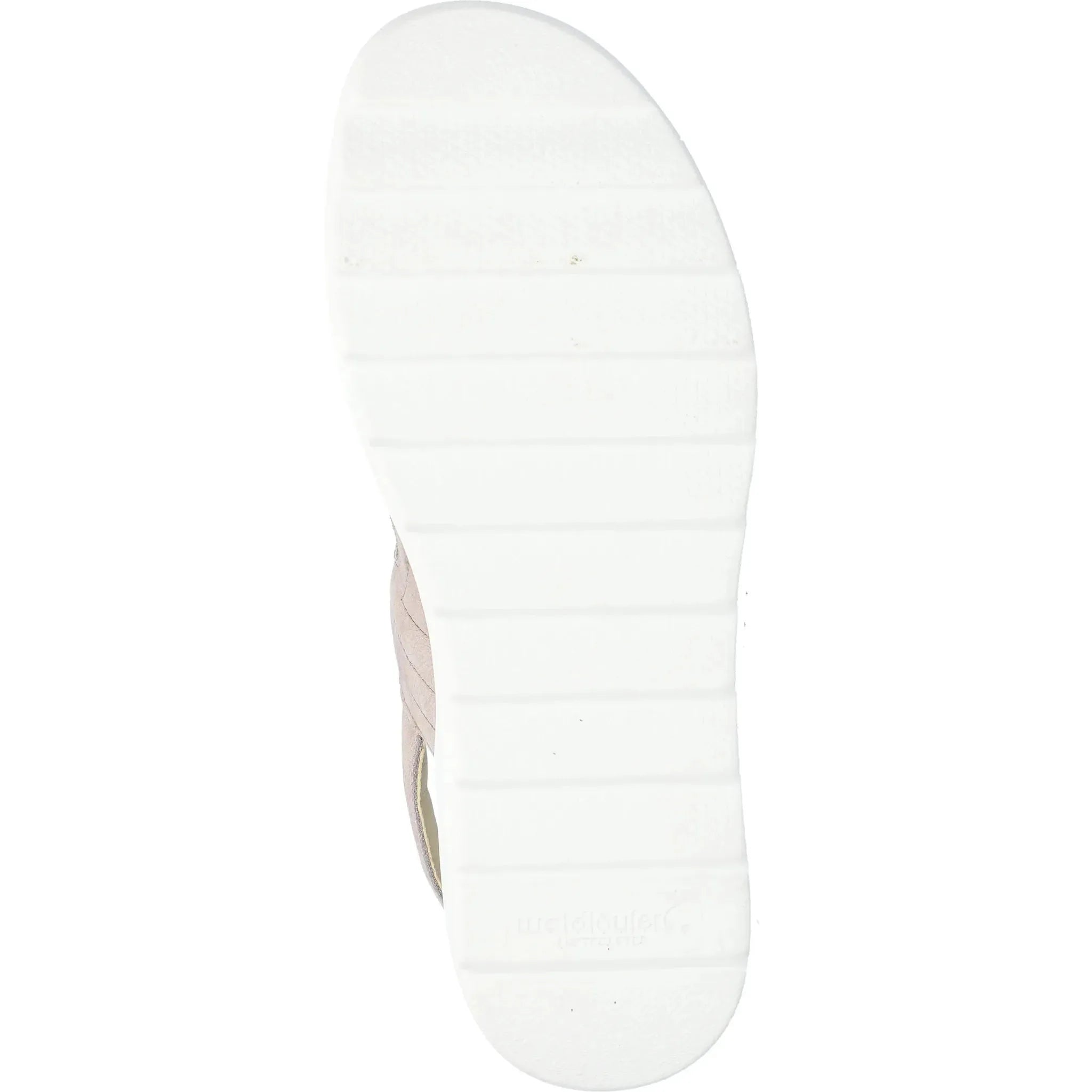 Waldlaufer Izzy Ladies Wide Grey Leather Touch Fastening Sandals with cushioned sole and adjustable straps.