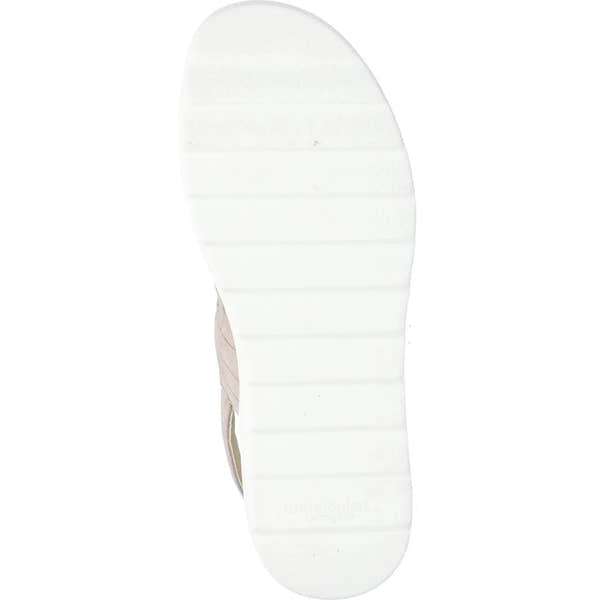 Waldlaufer Izzy Ladies Wide Grey Leather Touch Fastening Sandals with cushioned sole and adjustable straps.