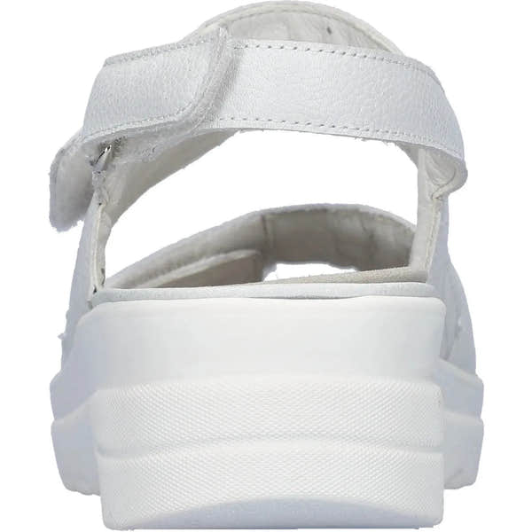 Waldlaufer 962001 189 148 H-Izzy women's off-white leather sandals with touch fastening and chunky white sole.