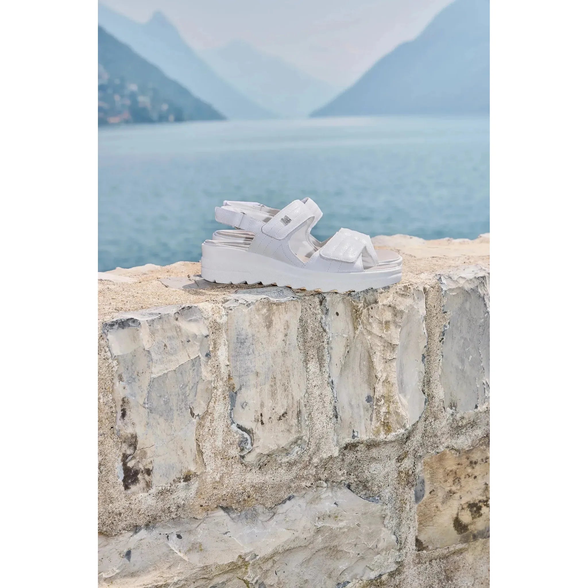 White leather touch-fastening sandals for women, Waldlaufer 962001 189 148 H-Izzy, wide fit, lightweight design, outdoor use.