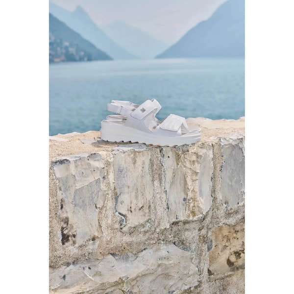 White leather touch-fastening sandals for women, Waldlaufer 962001 189 148 H-Izzy, wide fit, lightweight design, outdoor use.