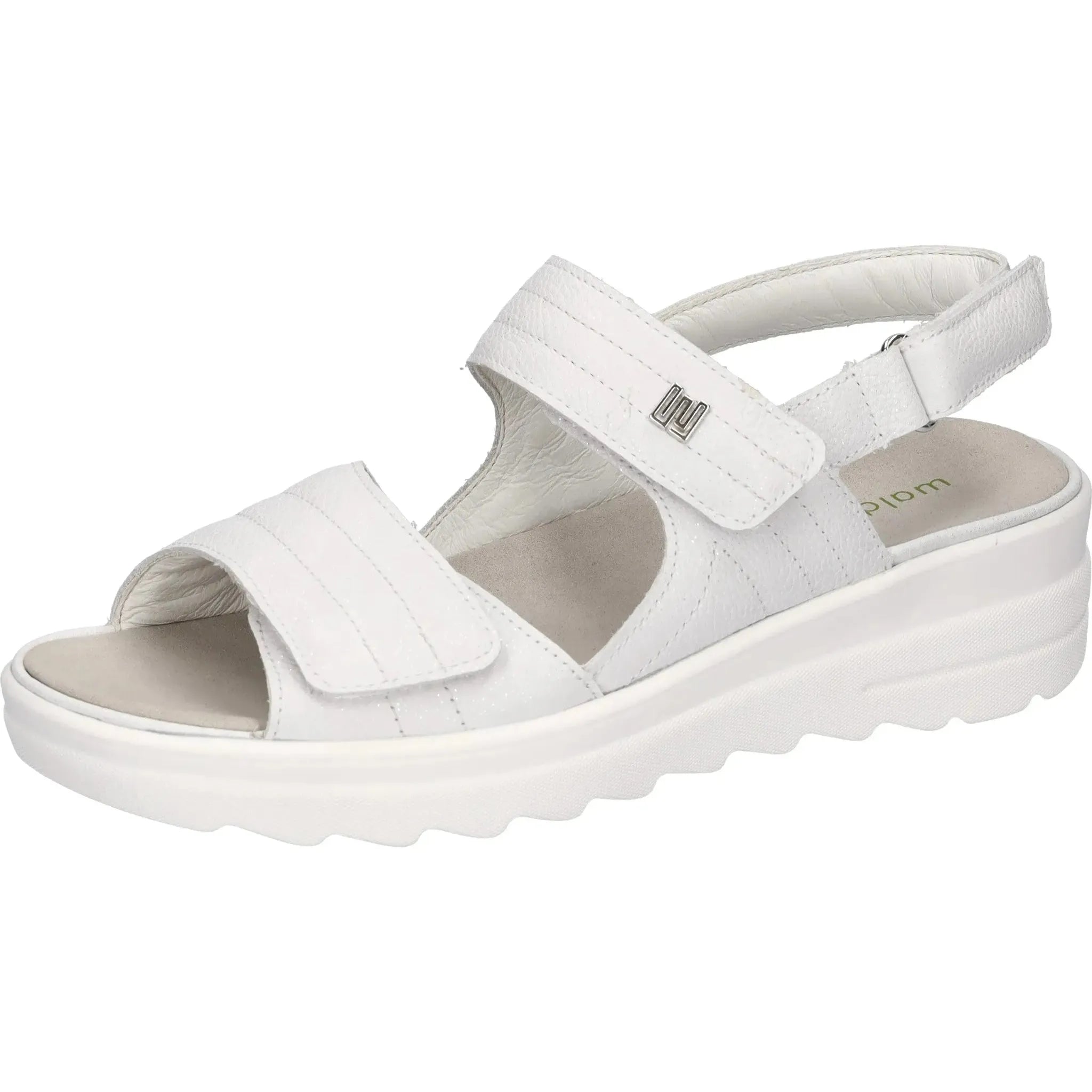 Waldlaufer 962001 189 148 H-Izzy ladies off-white wide leather sandals with touch fastenings and cushioned insole.